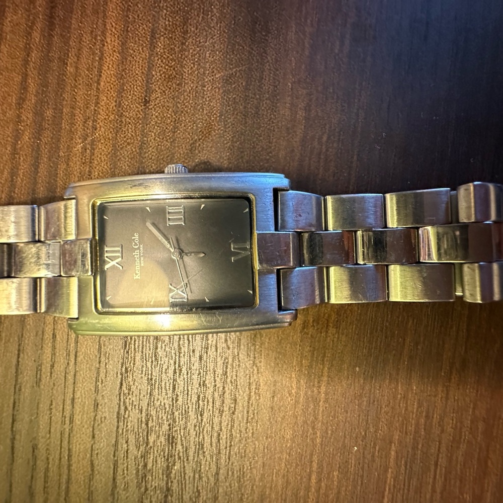 Kenneth Cole Rectangular Silver Watch With Black … - image 2